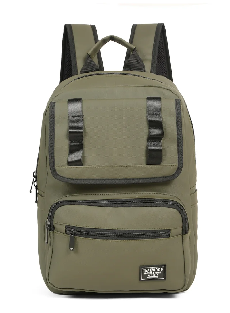 تيك وود حقيبة ظهر للابتوب مقاومة للماء مقاس 15 بوصة للجنسين بلون الزيتوني (خشب الساج)